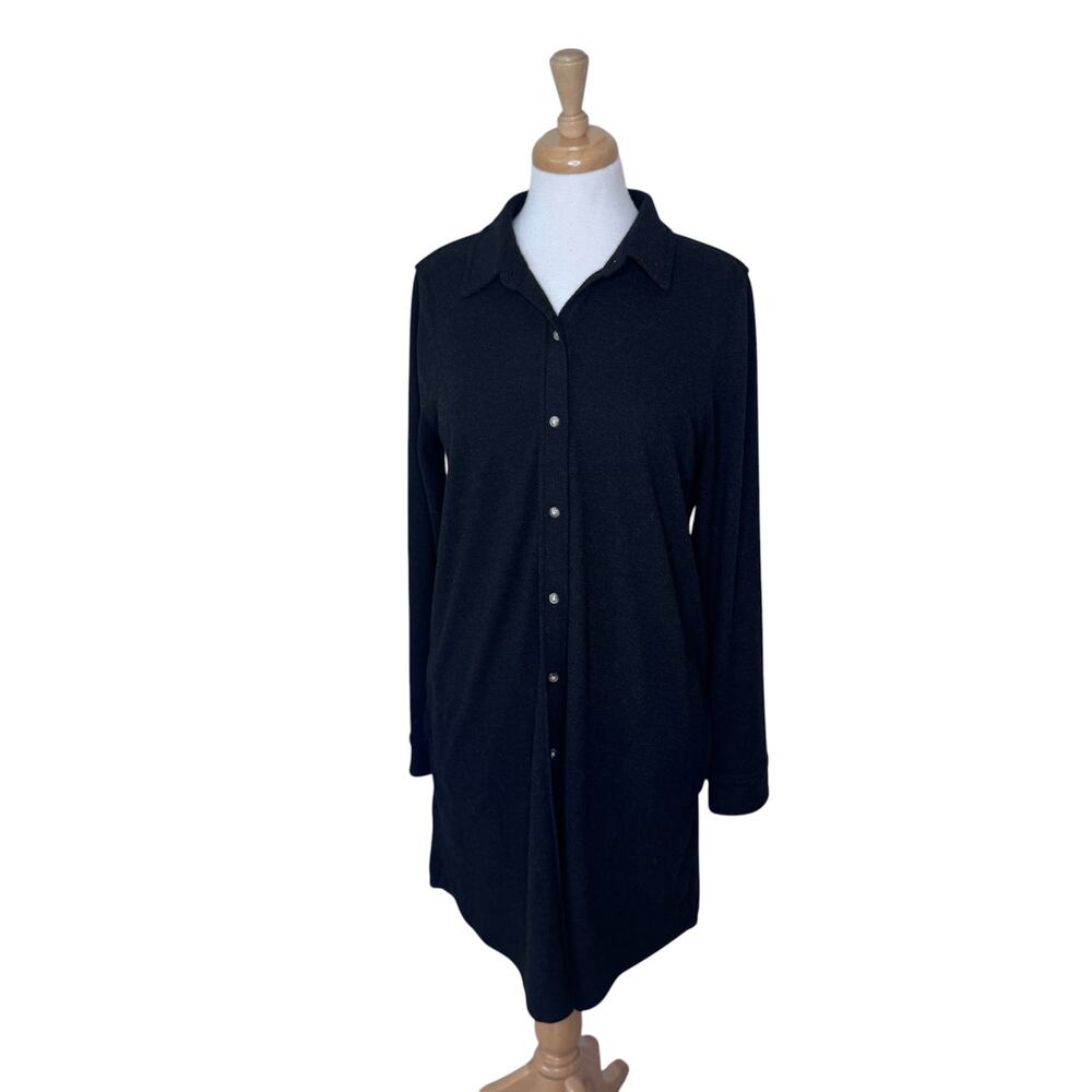 FAHERTY Legend Sweater Dress in Heathered Black Twill Size Large